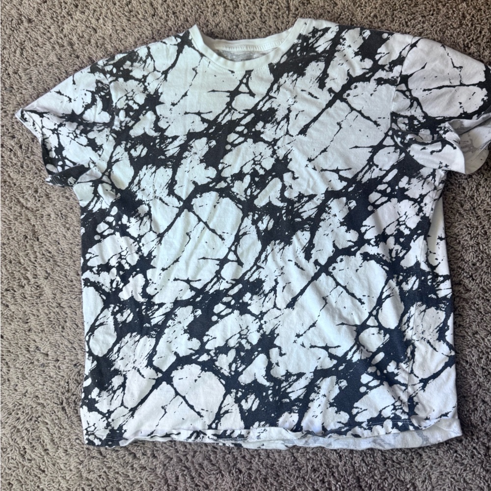Rue21 White Tee with Black Marble Wash